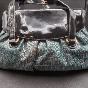 "The Find" Designer Turquoise Iridescent Animal Print Shoulder Handbag Purse
